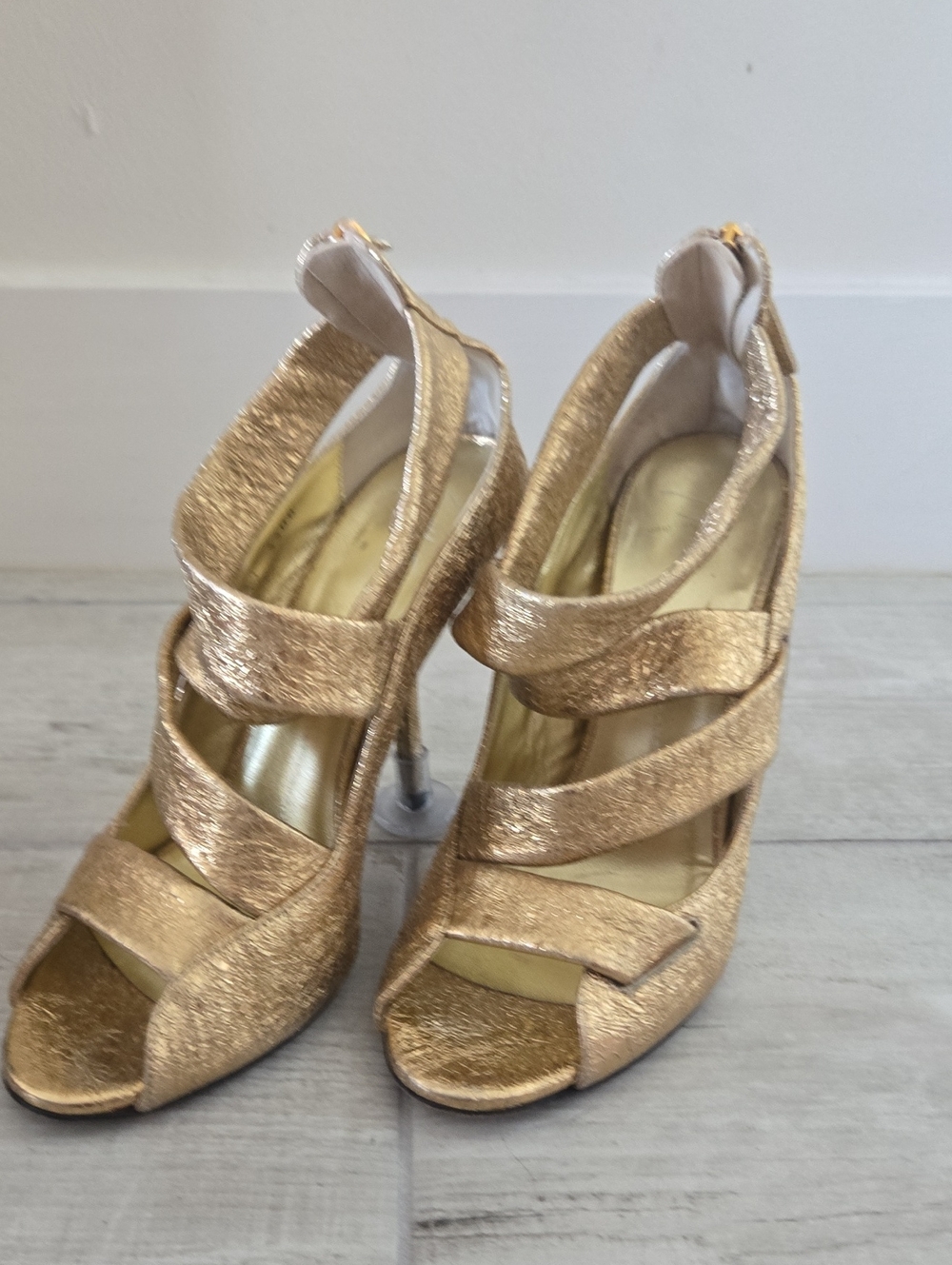 Vero CUOIO Giuseppe Zanotti Gold Glitter Strappy High Heels